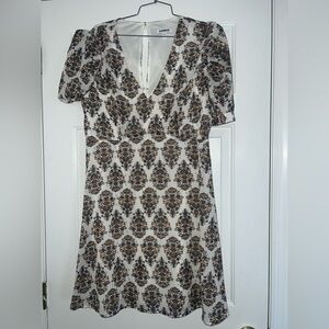 Express Floral Puff Sleeve Dress - Cream and blue and bronze
wedding rehearsal